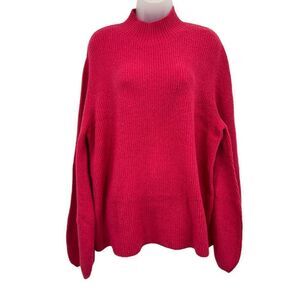 Rachel Roy Pullover Sweater Women's XL Wild Pink Long Sleeve Mock Neck